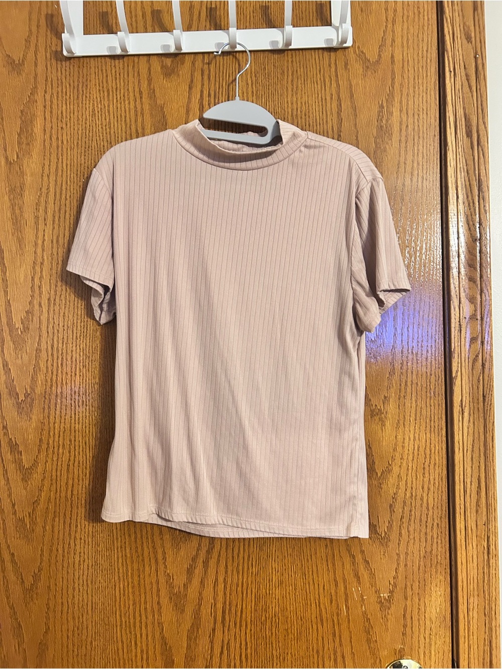 Classic Ribbed Short Sleeve Tee - Light Mauve - Picture 1 of 1